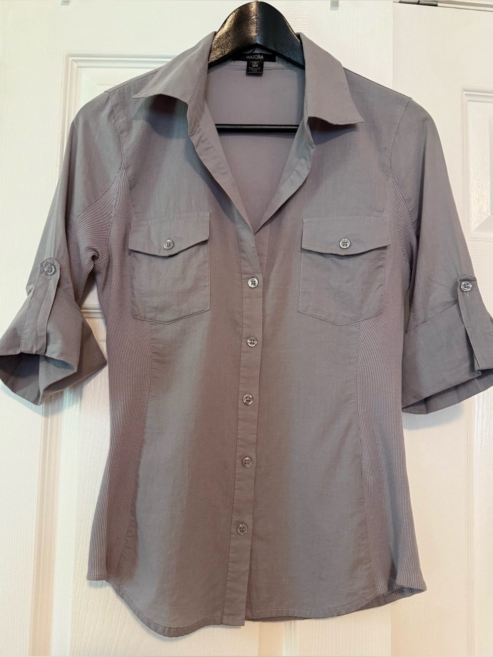 Majora Light Gray Button Blouse - Picture 1 of 3